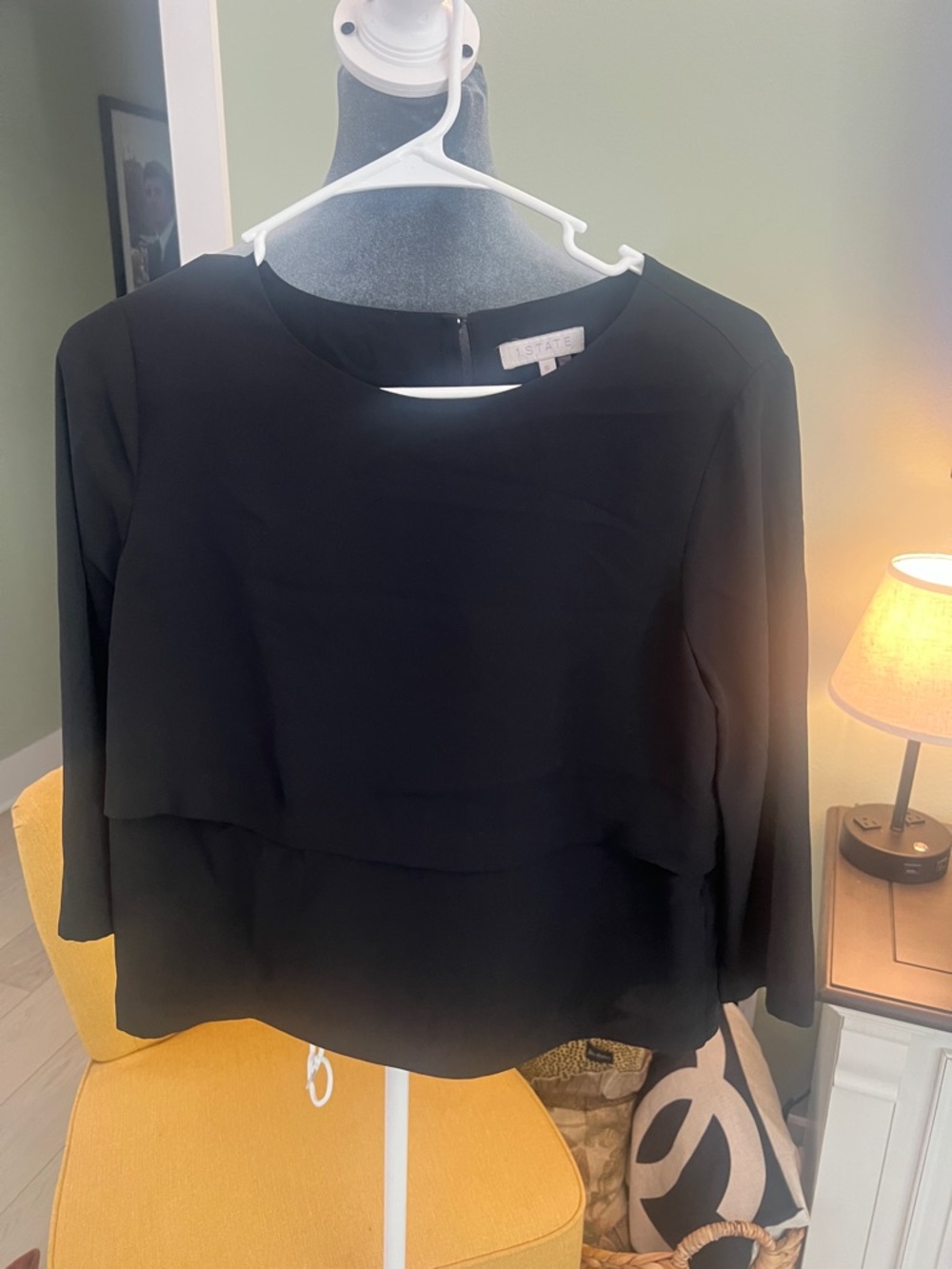 1. State Black Layered Round-Neck Blouse